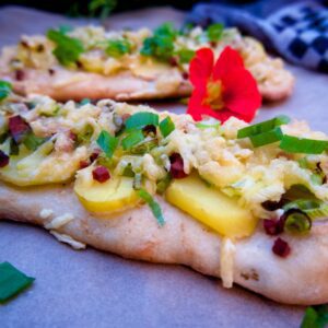 Schwäbischer Flammkuchen vegan (Dinnete)