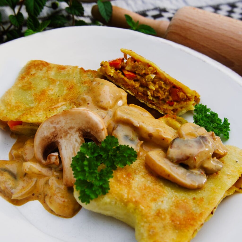 Vegane Maultaschen mit Kürbis-Linsen-Füllung